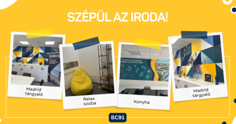Szépül az irodánk. Babzsákokkal, siesta roommal és színes fali dekorációkkal igyekeztünk otthonosabbá varázsolni az irodát. 